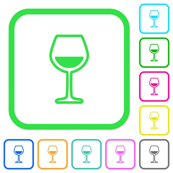 ワインの鮮やかな色フラット アイコンは白い背景の曲線の境界線のガラス — ストックベクタ