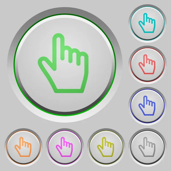 Hand Cursor Color Icons Sunk Push Buttons — Stock Vector