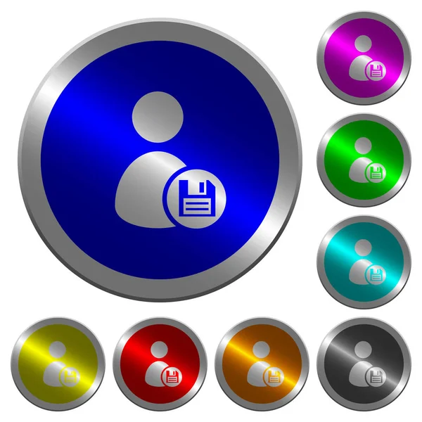 Uložení Uživatelského Účtu Ikony Tlačítkách Kulatý Svítící Mince Jako Barva — Stockový vektor