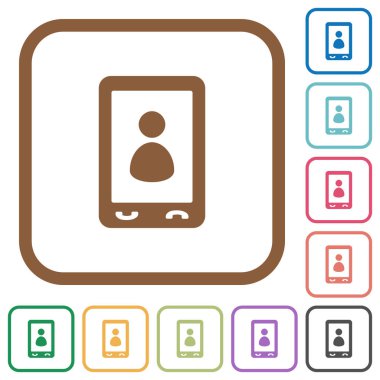 Mobil Kullanıcı profili basit simgeleri renkli kare kare beyaz arka plan üzerinde yuvarlak