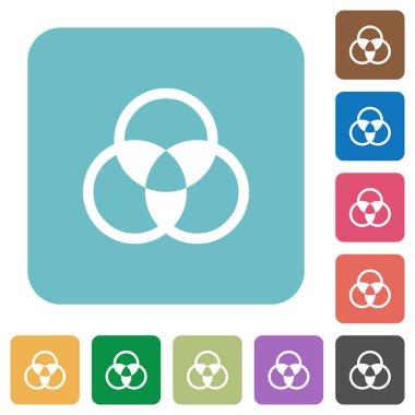 Renk renk beyaz düz simgeleri karıştırma yuvarlak kare arka planlar