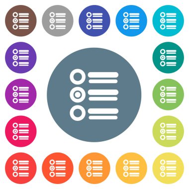 Radyo Grubu düz beyaz simgeleri yuvarlak renkli arka planlar. 17 arka plan renk değişimleri dahil.