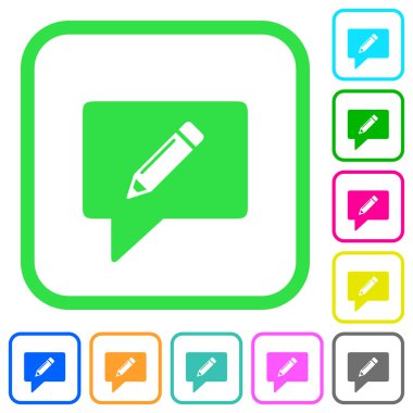 yorum canlı renkli düz simgeler eğri sınırları içinde beyaz zemin üzerine yazma.