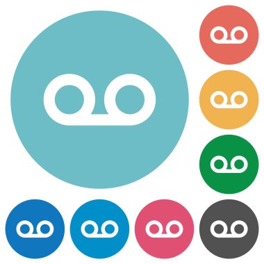 Sesli mesaj düz beyaz simgeleri yuvarlak renkli arka planlar