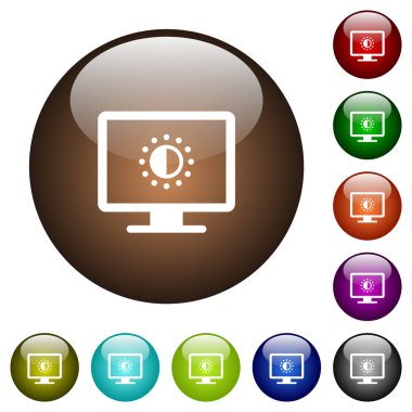 Ekran doygunluk beyaz simgeler yuvarlak renkli cam düğmeleri ayarlamak