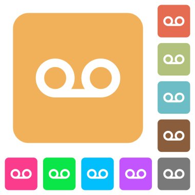 Yuvarlatılmış kare canlı renkli arka planlar üzerinde sesli posta düz simgeler.