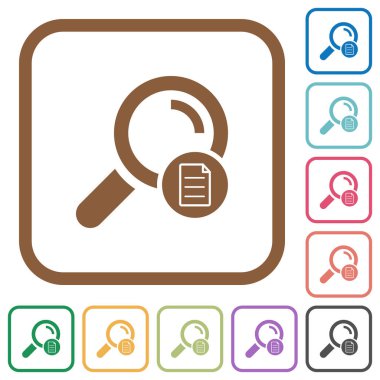 Arama ayrıntıları basit simgeler renkli kare kare beyaz arka plan üzerinde yuvarlak