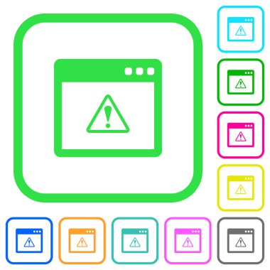 Beyaz arka plan üzerinde eğri sınırları içinde düz simgeler uygulama uyarı canlı renkte