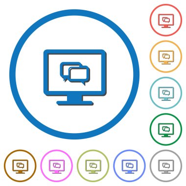 Uygulama düz renk vektör simgeleri beyaz arka plan üzerinde yuvarlak özetliyor gölgelerde ile sohbet