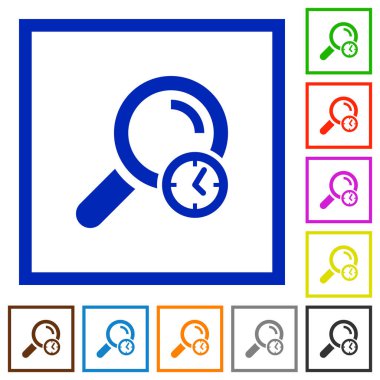 Kare kare beyaz arka plan üzerinde sorgu zaman düz renk simgeleri