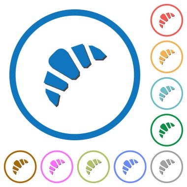 Yuvarlak fırın düz renk vektör simgeler gölgelerde ile özetliyor beyaz arka plan üzerinde