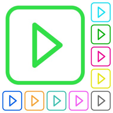 Medya canlı renkli düz simgeler eğri sınırları içinde beyaz arka plan üzerinde oynamak