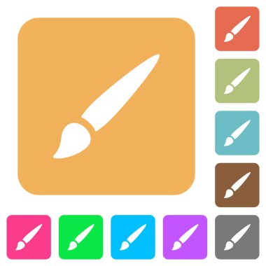 Yuvarlatılmış kare canlı renkli arka planlar üzerinde fırça düz simgeler.