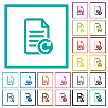 Belge değişiklikleri düz renk simgeleri beyaz arka plan üzerinde çeyreği çerçevelerle Yinele