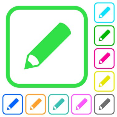 Beyaz arka plan üzerinde eğri sınırları kalem canlı renkli düz simgeler