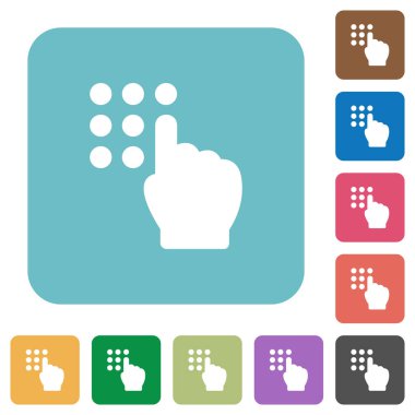 Güvenlik kodu beyaz düz simgeler renk üzerine yazarak yuvarlak kare arka planlar