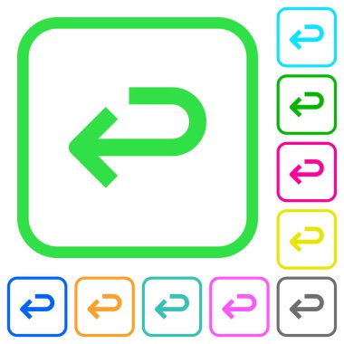 Beyaz arka plan üzerinde eğri kenarlıklar düz simgeleri geri okunu canlı renkli