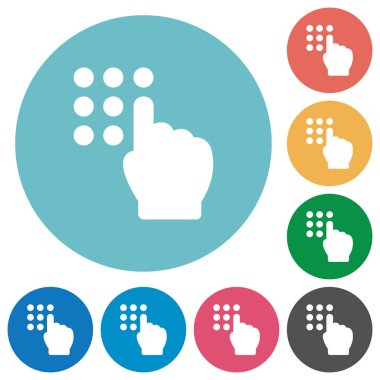 Güvenlik kodu düz beyaz simgeler yuvarlak renkli arka planlar yazarak