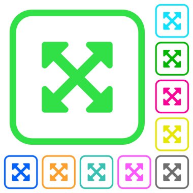 Tam alt canlı renkli düz simgeler beyaz arka plan üzerinde eğri sınırları içinde yeniden boyutlandırma