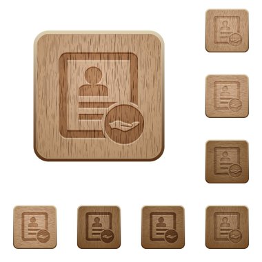 Share contact on rounded square carved wooden button styles clipart