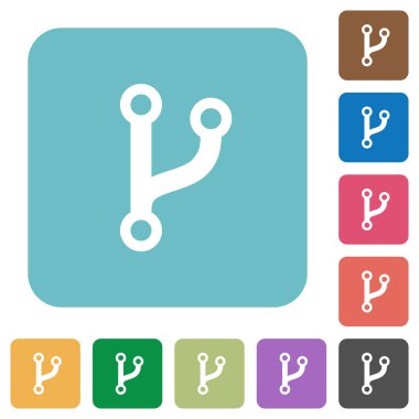 Çatal beyaz düz simgeler yuvarlak renkli kare arka planlar üzerinde kod