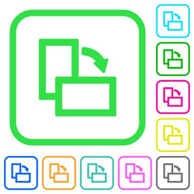 Şu canlı renkli düz simgeler beyaz arka plan üzerinde eğri sınırları içinde döndürme