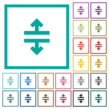 Yatay bölme düz renk simgeleri beyaz arka plan üzerinde çeyreği çerçeveli