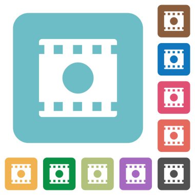 Film kayıt beyaz düz simgeler renk üzerinde yuvarlak kare arka planlar