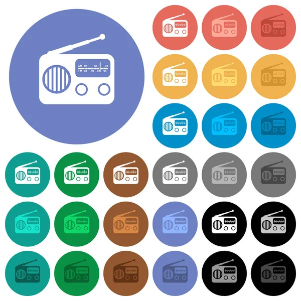 Vintage Retro Radio Multi Colored Flat Icons Backgrounds Included White — Stock Vector