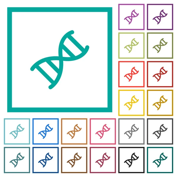 Icônes Couleur Plate Molécule Adn Avec Cadres Quadrants Sur Fond — Image vectorielle