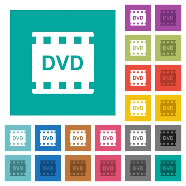 Dvd Film Format Multi Färgade Platt Ikoner Vanligt Kvadratiska Bakgrunder — Stock vektor