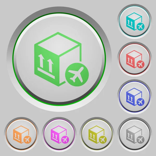 Air package transportation color icons on sunk push buttons