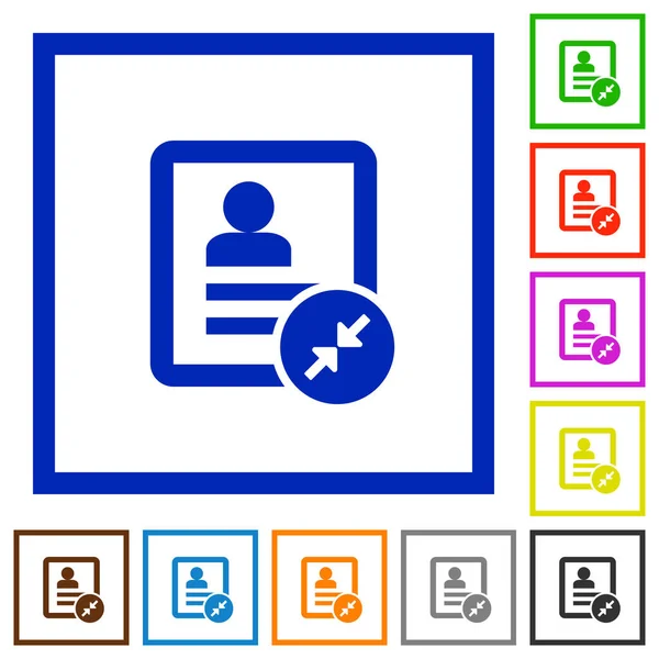 Réduire Les Icônes Contact Couleur Plate Dans Des Cadres Carrés — Image vectorielle