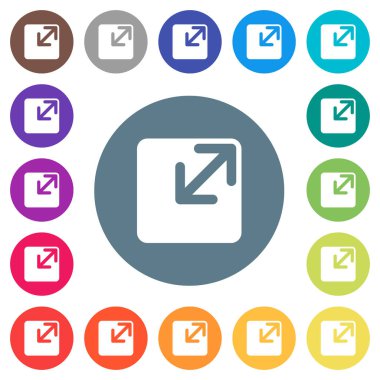 Pencere düz beyaz simgeler yuvarlak renkli arka planlar üzerinde yeniden boyutlandırın. 17 arka plan renk değişimleri dahil.