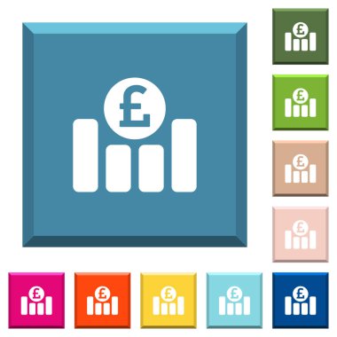 Lirası mali grafik beyaz simgeleri çeşitli moda renklerde ucu keskin kare düğmeleri
