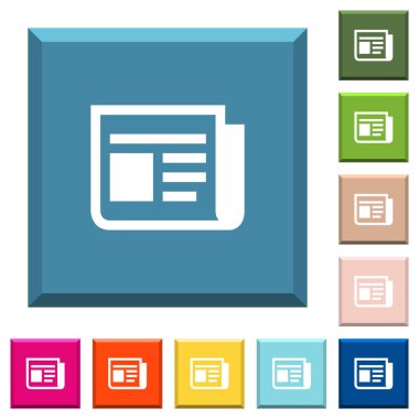 Haber beyaz simgeleri çeşitli moda renklerde ucu keskin kare düğmeleri