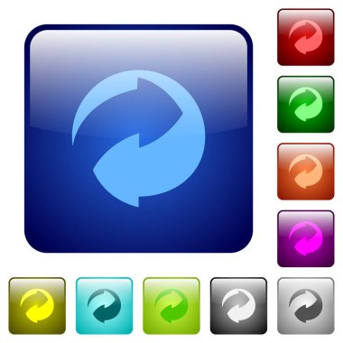 Yuvarlatılmış kare renk parlak düğme kümesi içinde sembol simgeler ambalaj eko