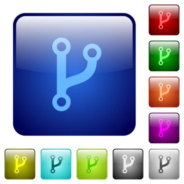 Kodu çatal simgeleri Yuvarlatılmış kare renk parlak düğme kümesi