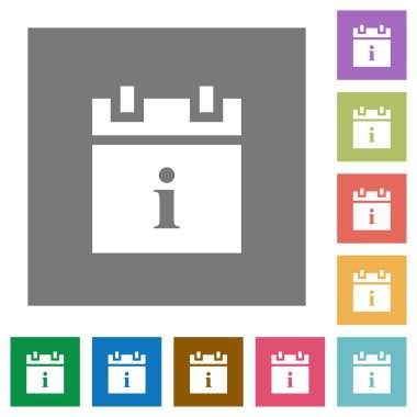 Bilgi düz simgeler basit renkli kare arka planlar üzerinde zamanlama