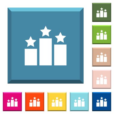 Modaya uygun çeşitli renklerde ucu keskin kare düğmeleri beyaz simgeler sıralaması