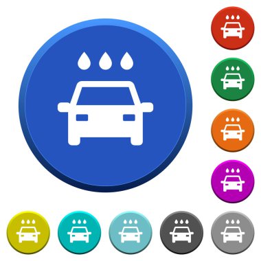 Oto yıkama yuvarlak renk eğimli düğmeleri ile pürüzsüz yüzeylerde ve düz beyaz simgeler