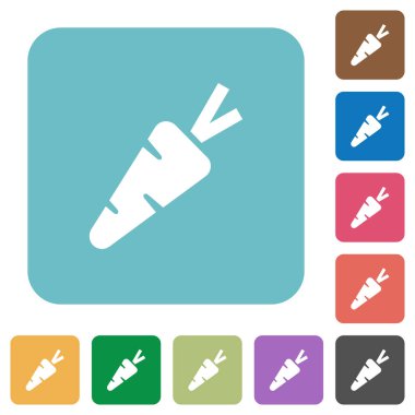 Havuç beyaz düz simgeler renk üzerinde yuvarlak kare arka planlar