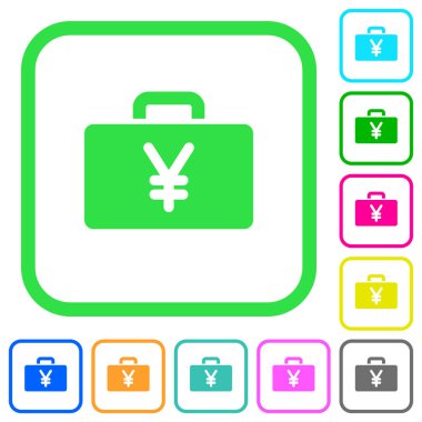 Yen canlı renkli düz simgeler beyaz arka plan üzerinde eğri sınırları içinde çanta