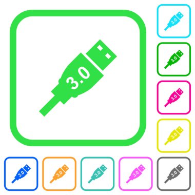 Yüksek hızlı Usb canlı renkli beyaz arka plan üzerinde eğri kenarlıklar düz simgeler