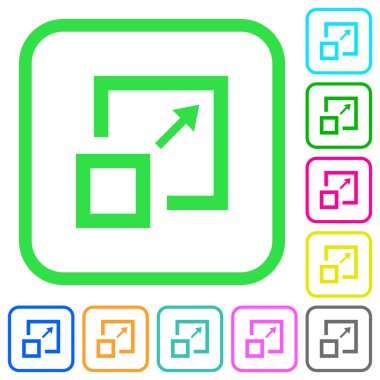 Beyaz arka plan üzerinde eğri sınırları pencere canlı renkli düz simgeleri büyütmek