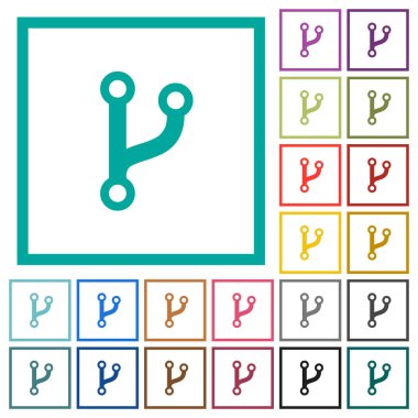 Çatal düz renk simgeleri beyaz arka plan üzerinde çeyreği çerçevelerle kod
