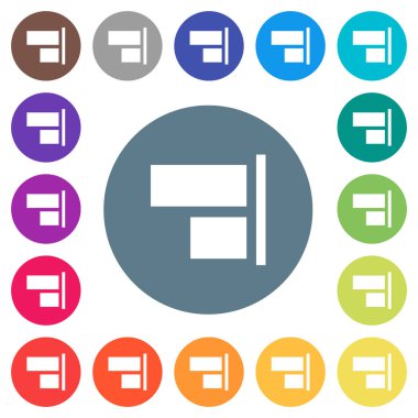 Yuvarlak renkli arka planlar üzerinde şu düz beyaz simgeleri hizalayın. 17 arka plan renk değişimleri dahil.