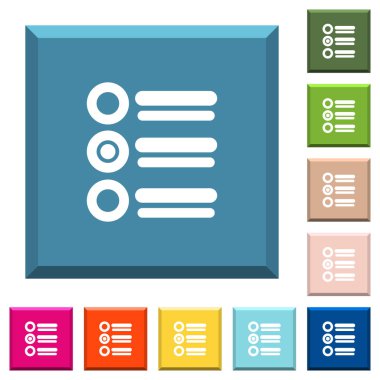 Radyo Grubu beyaz simgeleri çeşitli moda renklerde ucu keskin kare düğmeleri