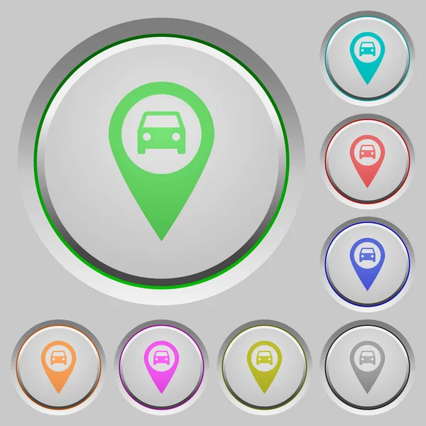 Veículo Gps Mapa Localização Cor Ícones Botões Afundados — Vetor de Stock