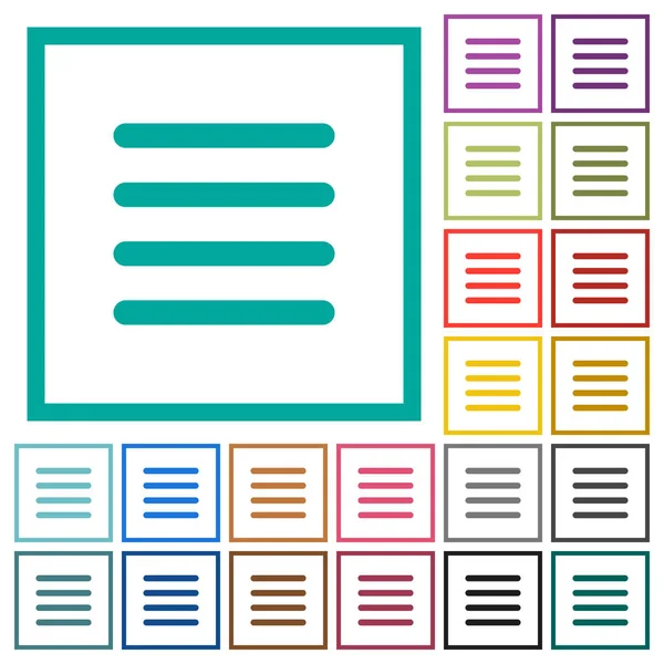 Texto Alinhar Justificar Ícones Cor Plana Com Quadros Quadrantes Fundo —  Vetores de Stock
